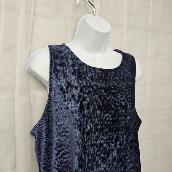Fourteenth Place Midnight Blue Velour Crinkled Tank Boho Minimalist M - Picture 3 of 10